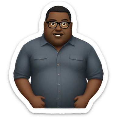 Generate for me fat boy with big bellu and glasses sticker