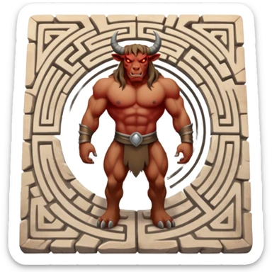 cinematic ultra HD style, photo-realistic - The deranged Minotaur stands in the middle of the labyrinth sticker