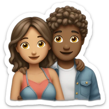 Couple hug each other ￼ sticker