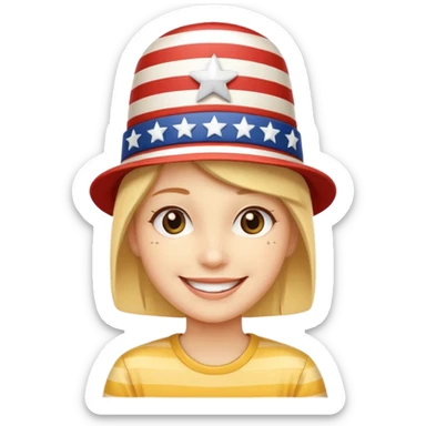 smiling emoji wearing stars and stripes hat celebrating Independence Day sticker