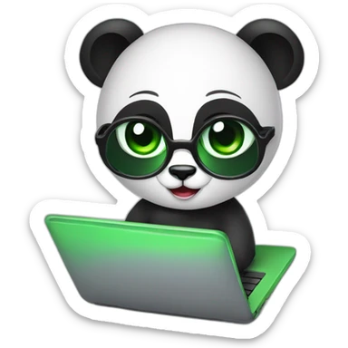 Green-eyed panda girl with laptop sticker