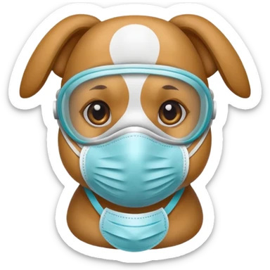 dog Wearing Medical Mask sticker