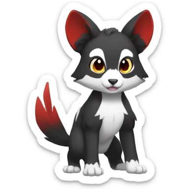 Cute cool black red white animal hybrid Fakemon full body sticker