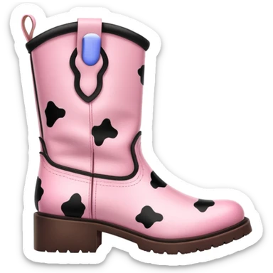 pink cow print boots sticker