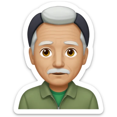 abuelo con pelo blanco, ojos cafés y ropa verde sticker