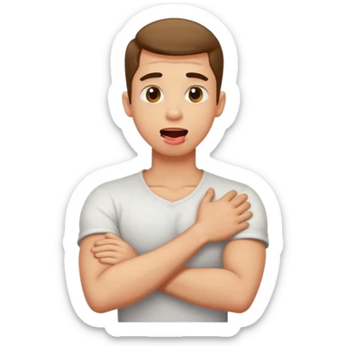 arms crossed holding neck guy sticking out his tongue  sticker