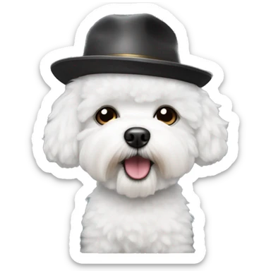 Small White bichon frise dog wearing a hat  sticker
