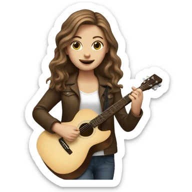 brown haired white girl playing guitar sticker