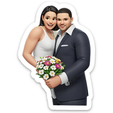 joyful moment with flowers sticker