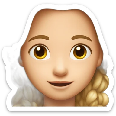 niña con pelo moreno, piel blanca y pecas en la cara,sonriente sticker