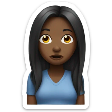 Black girl with straight hair plugging her nose and crying  sticker