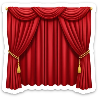 Simple, opened red curtains black background  sticker