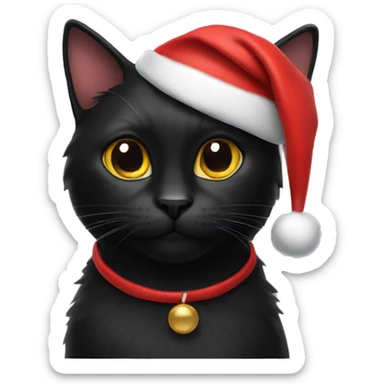 Black cat with Santa hat  sticker
