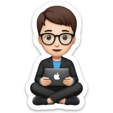 a home which has garden like and the home has slack emoji, where on the house steps, a blob holding black mac should sit and should look like wiork sticker