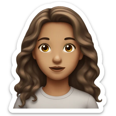 Girl with long brown hair and hazel eyes sticker