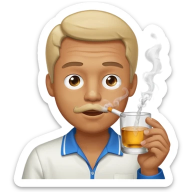 Man smoking from glass pong , the pong in his mouth (like this pong ⚗️) sticker