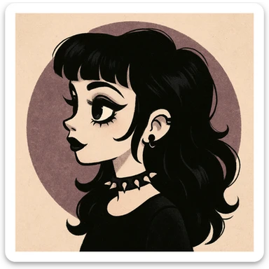 cute goth  profile girl art sticker