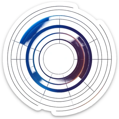 abstract futuristic circle, layered transparent rings, neon accents, no background sticker