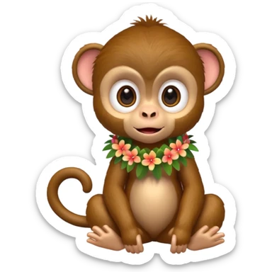 exotic monkey character, tropical vibe, cute expression, 3D cartoon, mobile game icon style, clean background, no text, no watermark
 sticker
