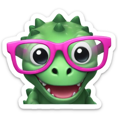 A cute dinosaur with pink glasses  sticker