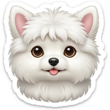 white fluffy small dog  sticker