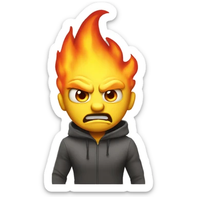 Mad with fire coming out of eyes sticker