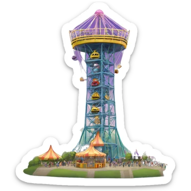 Amusement park drop tower sticker