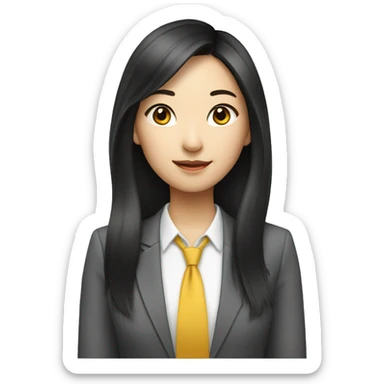 Asian female real estate long hair sticker