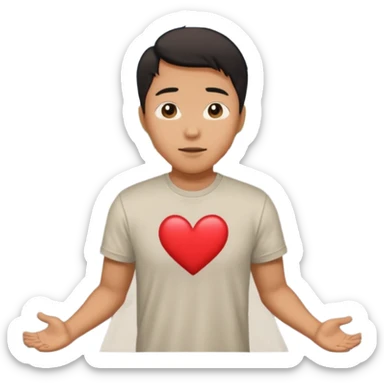 asian man falling on sidewalk with heart eyes sticker