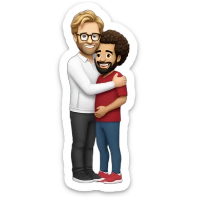 Full body Jurgen klopp hugging male Pregnant mo Salah sticker