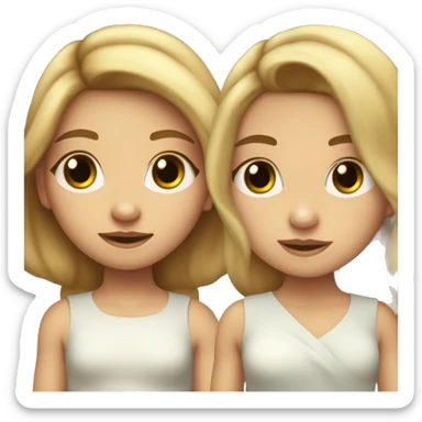 niña de 14 con pelo rubio, un ojo verde azulado y otro marrón miel, pie muy clara  sticker