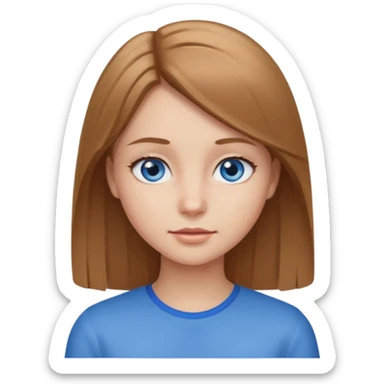 Girl with light brown straight hair with blue eyes sticker