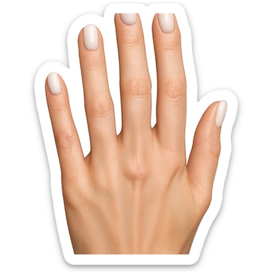 beautiful realistic female hand with five fingers and white manicure sticker