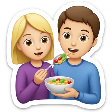 Spoon feeding another person sticker sticker