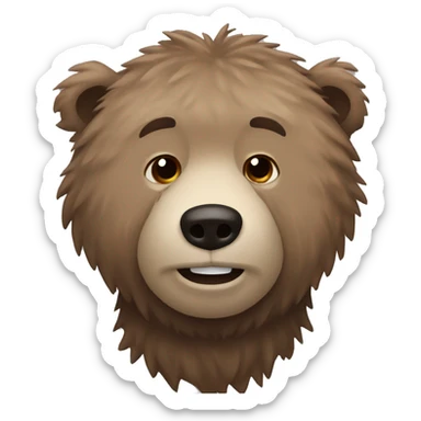 grizzly bear with frizzy hair sticker