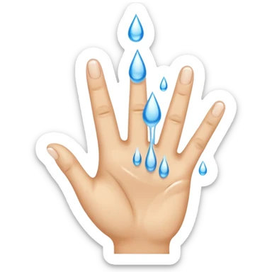 Water drenching and dripping directly off index and middle fingers of hand sticker