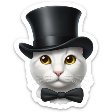 Cat What top hat and monocle sticker