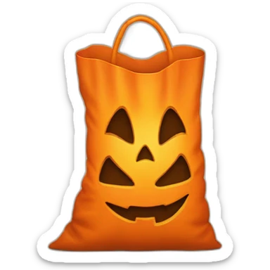 Orange Trick or treat bag with jack-o’-lantern face sticker