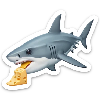 hammerhead shark eating cheese sticker