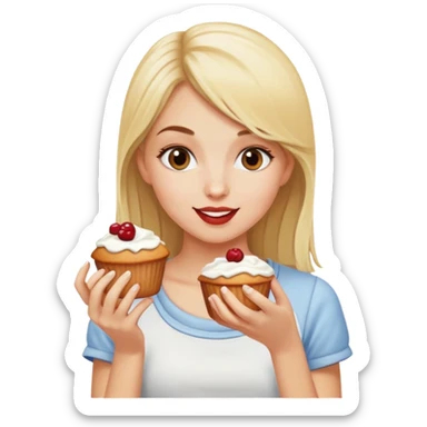Blonde girl eating muffins  sticker