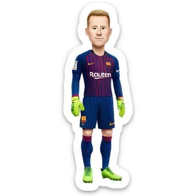 ter stegen in the form  Barcelona in full height sticker