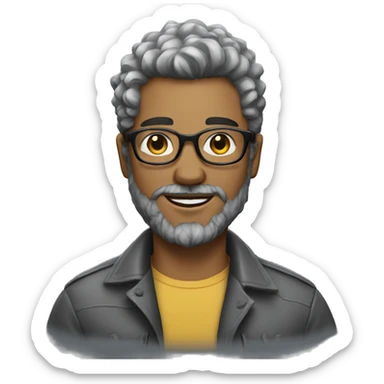 Young man with glasses and salt and pepper hair and beard  sticker