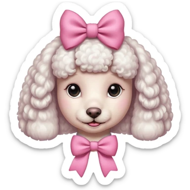 Caniche blanca  con un moño rosa sticker
