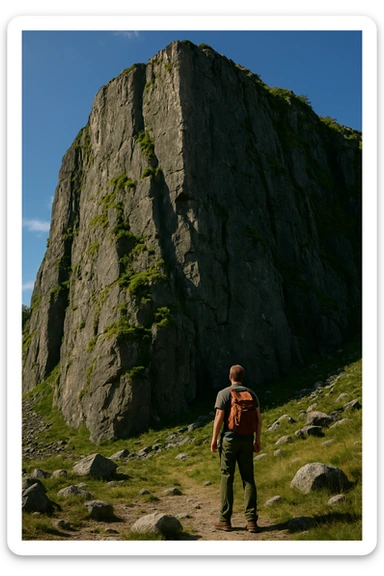 standing at the foot of the cliff sticker