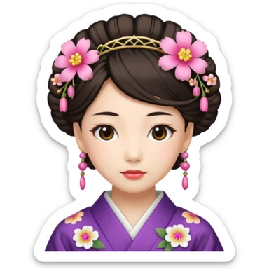 Japanese Princess with floral hairpin sticker