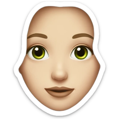 white girl with brown long hair, big green eyes, full lips sticker