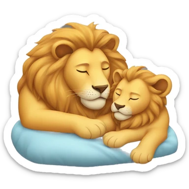 Sleeping baby lion with dad sticker