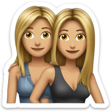 Ciryl halouna et Jennifer Aniston qui font un câlin sticker