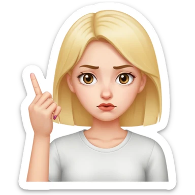 girl rolling her eyes with the middle finger  sticker