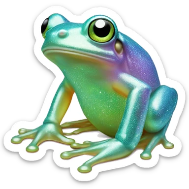 Sparkly glossy Pastel iridescent glass tree frog sticker